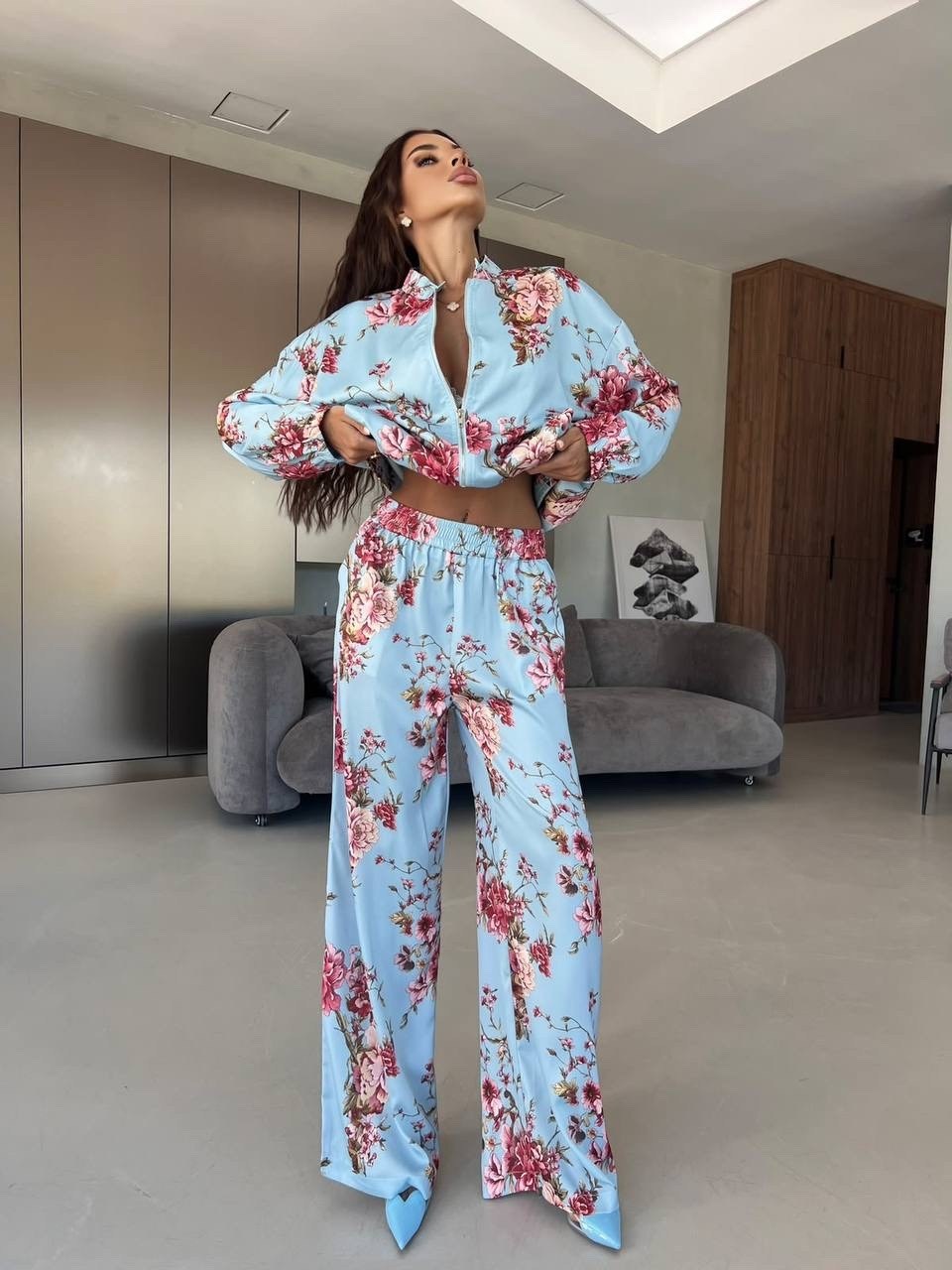 костюм в пижамном стиле,шелковый костюм в пижамном стиле trend.collection 232120803,пижамные костюмы,шелковый домашний костюм в пижамном стиле,шелковый костюм в пижамном стиле trend.collection
