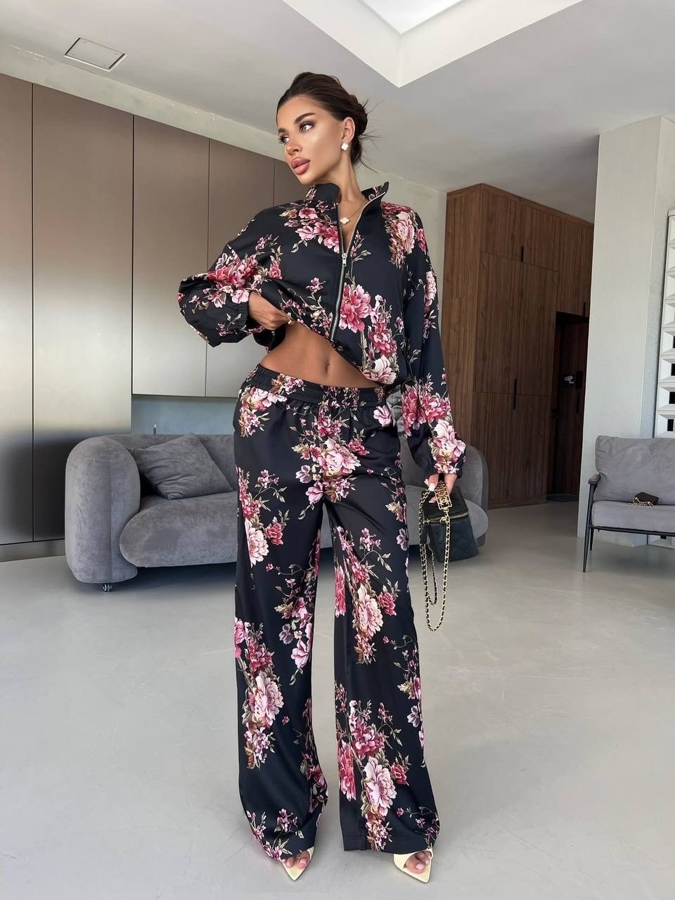 костюм в пижамном стиле,шелковый костюм в пижамном стиле trend.collection 232120803,пижамные костюмы,шелковый домашний костюм в пижамном стиле,шелковый костюм в пижамном стиле trend.collection