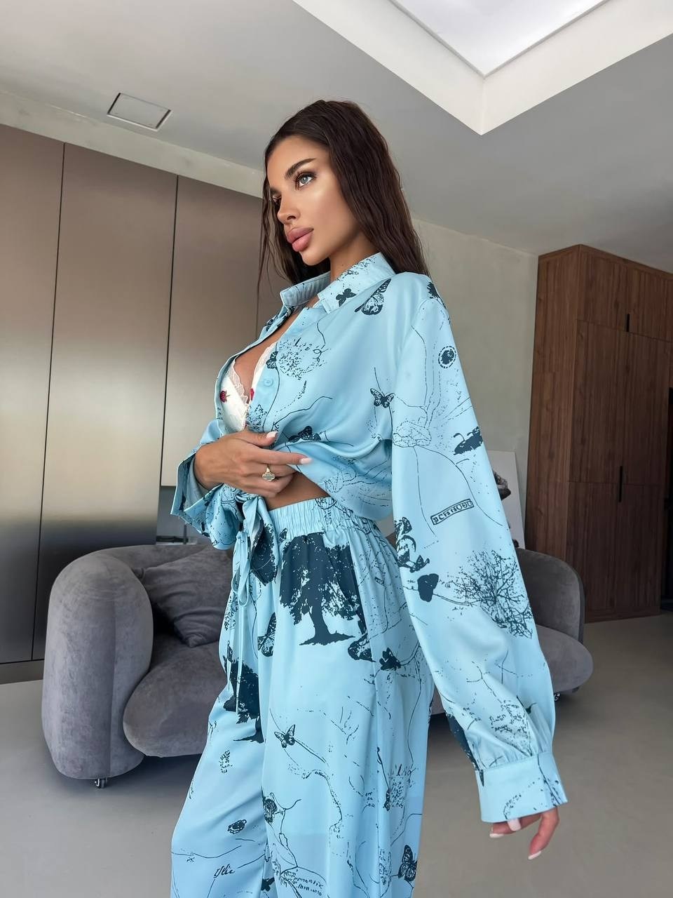 шелковый костюм в пижамном стиле trend.collection 232120803,шелковый домашний костюм в пижамном стиле,шелковый костюм в пижамном стиле trend.collection,костюм в пижамном стиле,пижамные костюмы