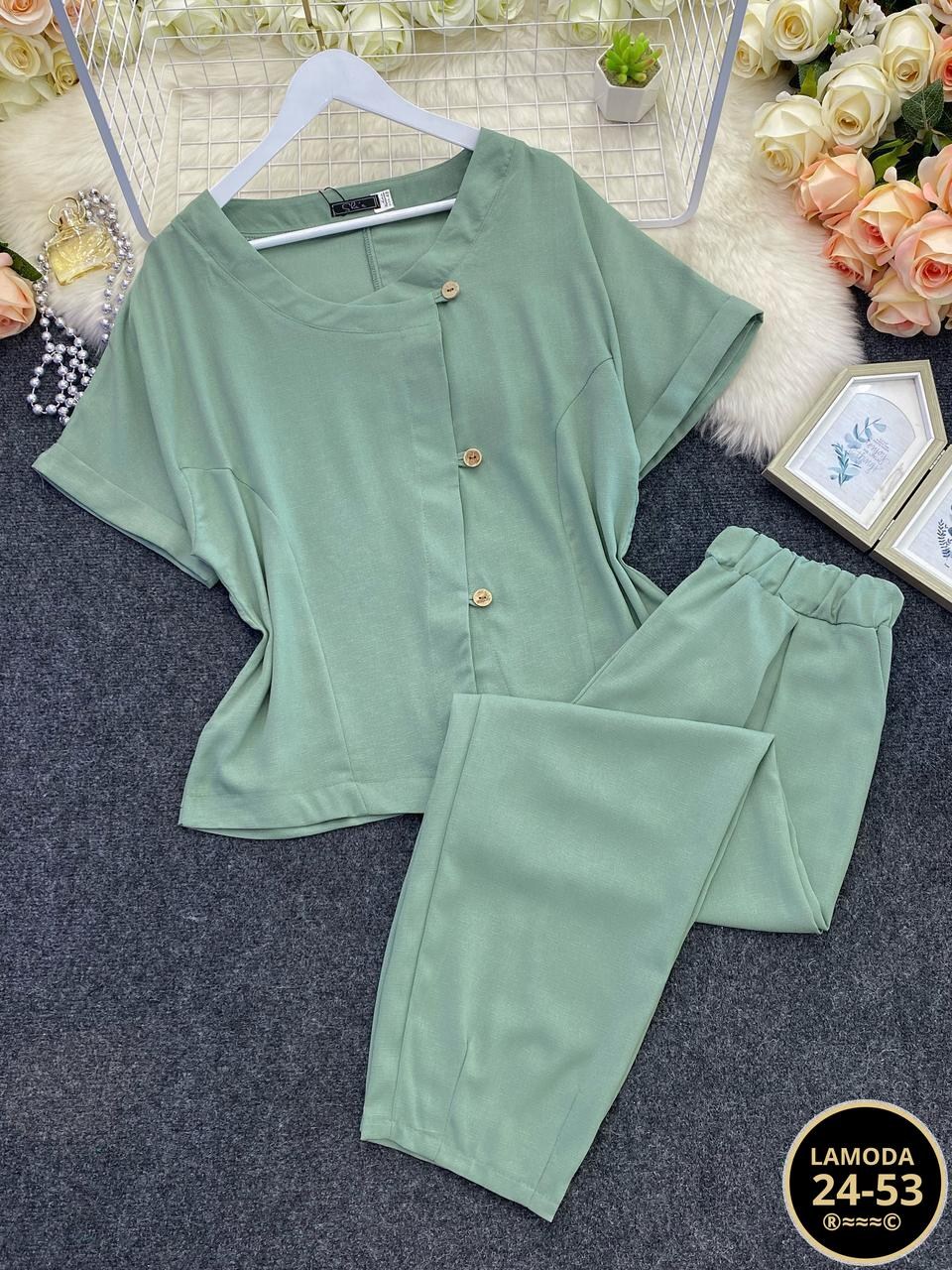 брючный костюм michel chic 1337/1 мохито,костюм michel chic арт 1337 корич,женский брючный костюм,женские костюмы,летние костюмы