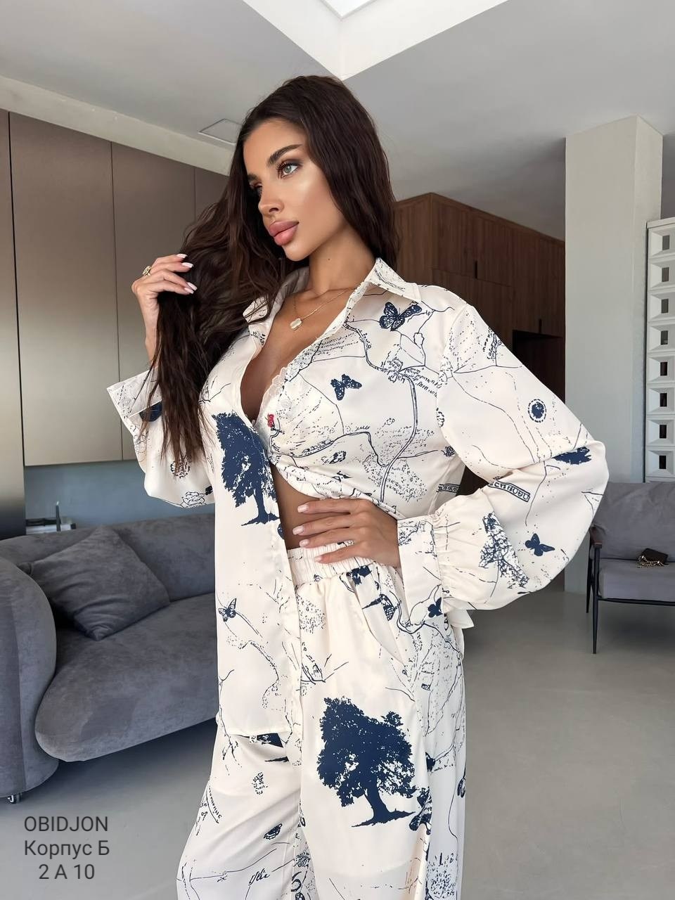 шелковый костюм в пижамном стиле trend.collection 232120803,шелковый домашний костюм в пижамном стиле,шелковый костюм в пижамном стиле trend.collection,костюм в пижамном стиле,пижамные костюмы