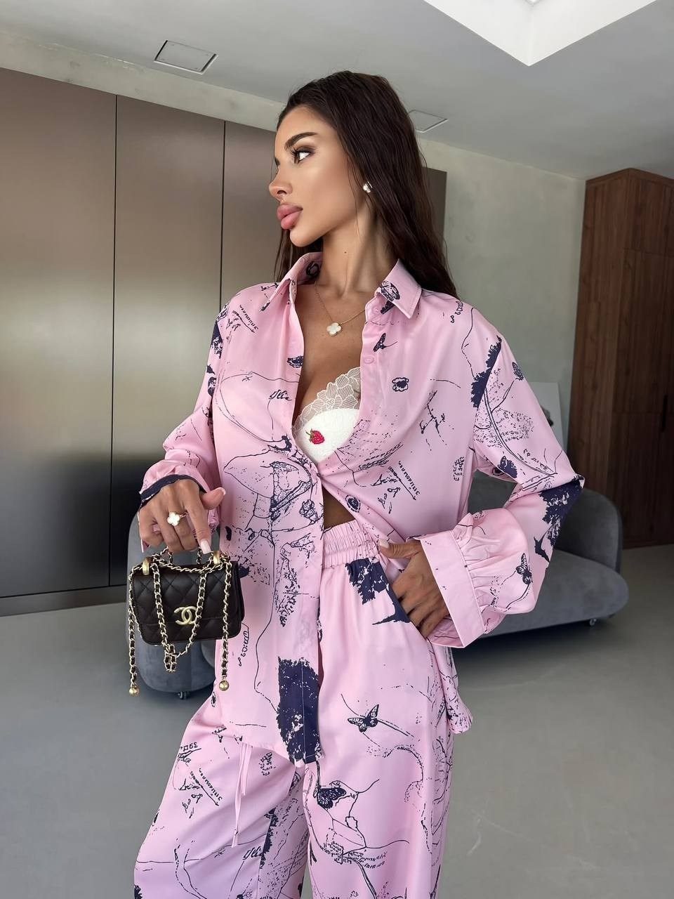 шелковый костюм в пижамном стиле trend.collection 232120803,шелковый домашний костюм в пижамном стиле,шелковый костюм в пижамном стиле trend.collection,костюм в пижамном стиле,пижамные костюмы