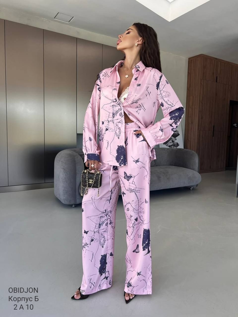 шелковый костюм в пижамном стиле trend.collection 232120803,шелковый домашний костюм в пижамном стиле,шелковый костюм в пижамном стиле trend.collection,костюм в пижамном стиле,пижамные костюмы