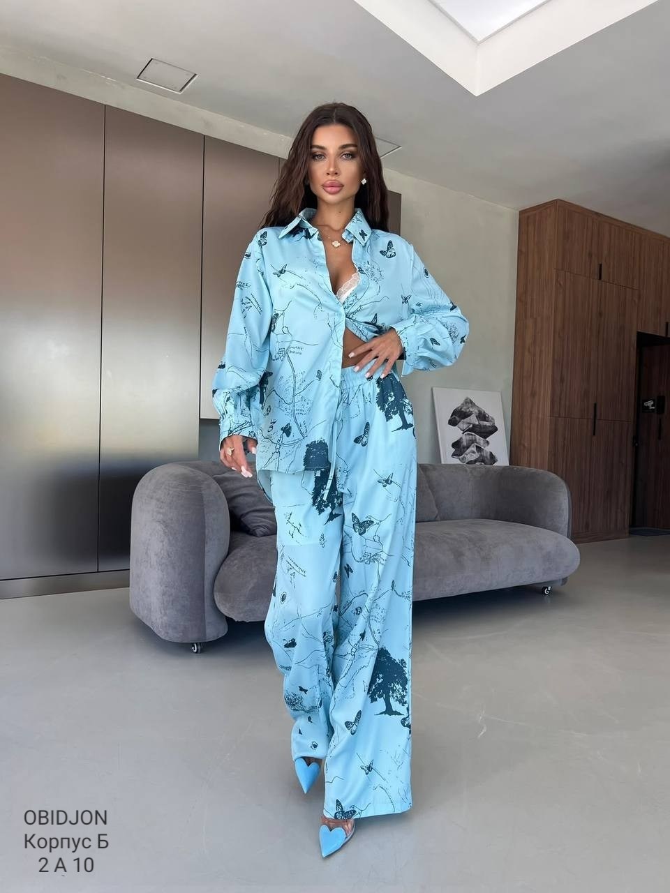 шелковый костюм в пижамном стиле trend.collection 232120803,шелковый домашний костюм в пижамном стиле,шелковый костюм в пижамном стиле trend.collection,костюм в пижамном стиле,пижамные костюмы