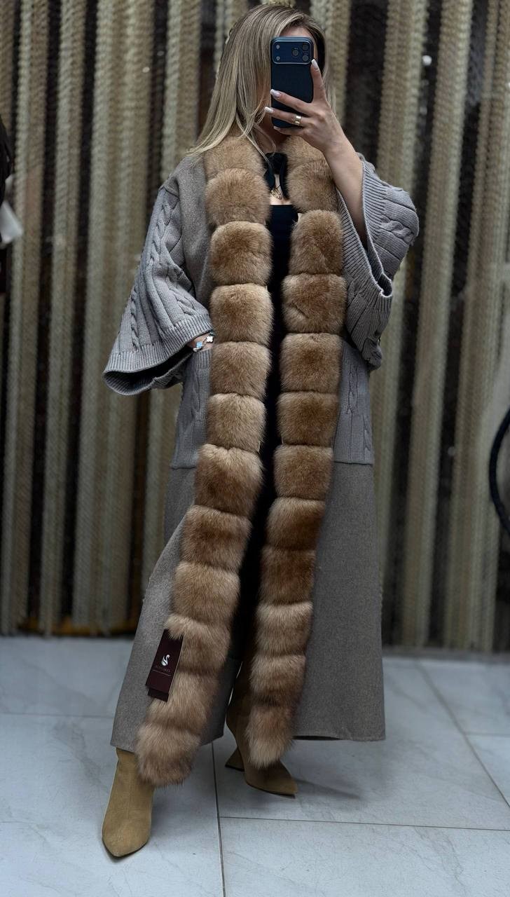 пальто с натуральным мехом соболя northfox,меховое пальто,пальто с мехом,пальто с соболем,кашемировое пальто с соболем