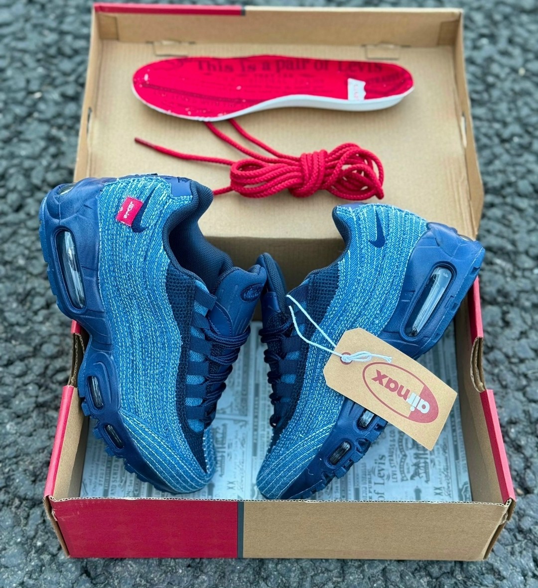 кроссовки nike air max 95,кроссовки nike air max 95 темно-синий,кроссовки,nike air max 95,levi’s x nike air max 95 obsidian hm4743-400