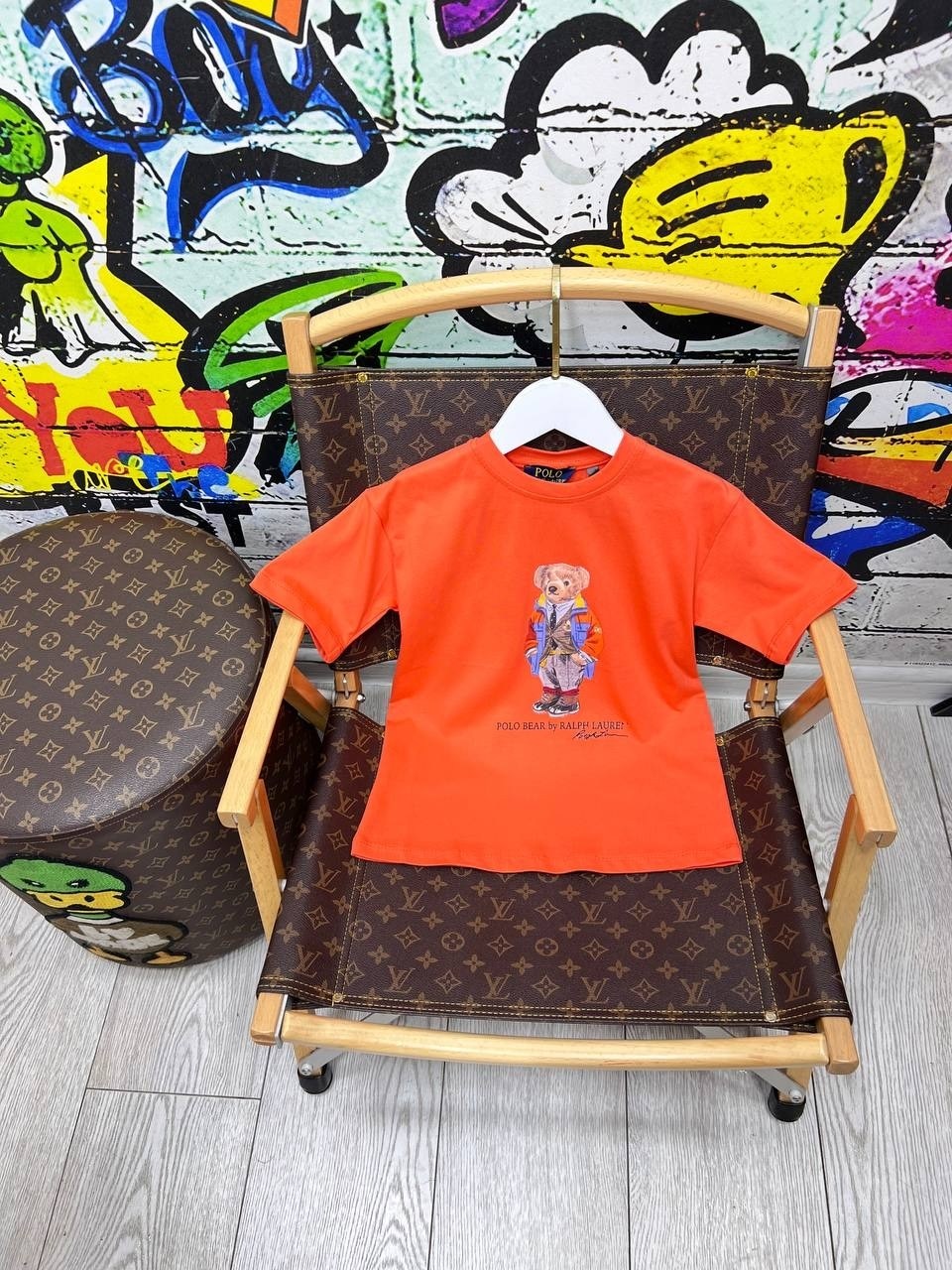 детская футболка,оранжевая футболка,футболка,ralph lauren polo bear,одежда футболка