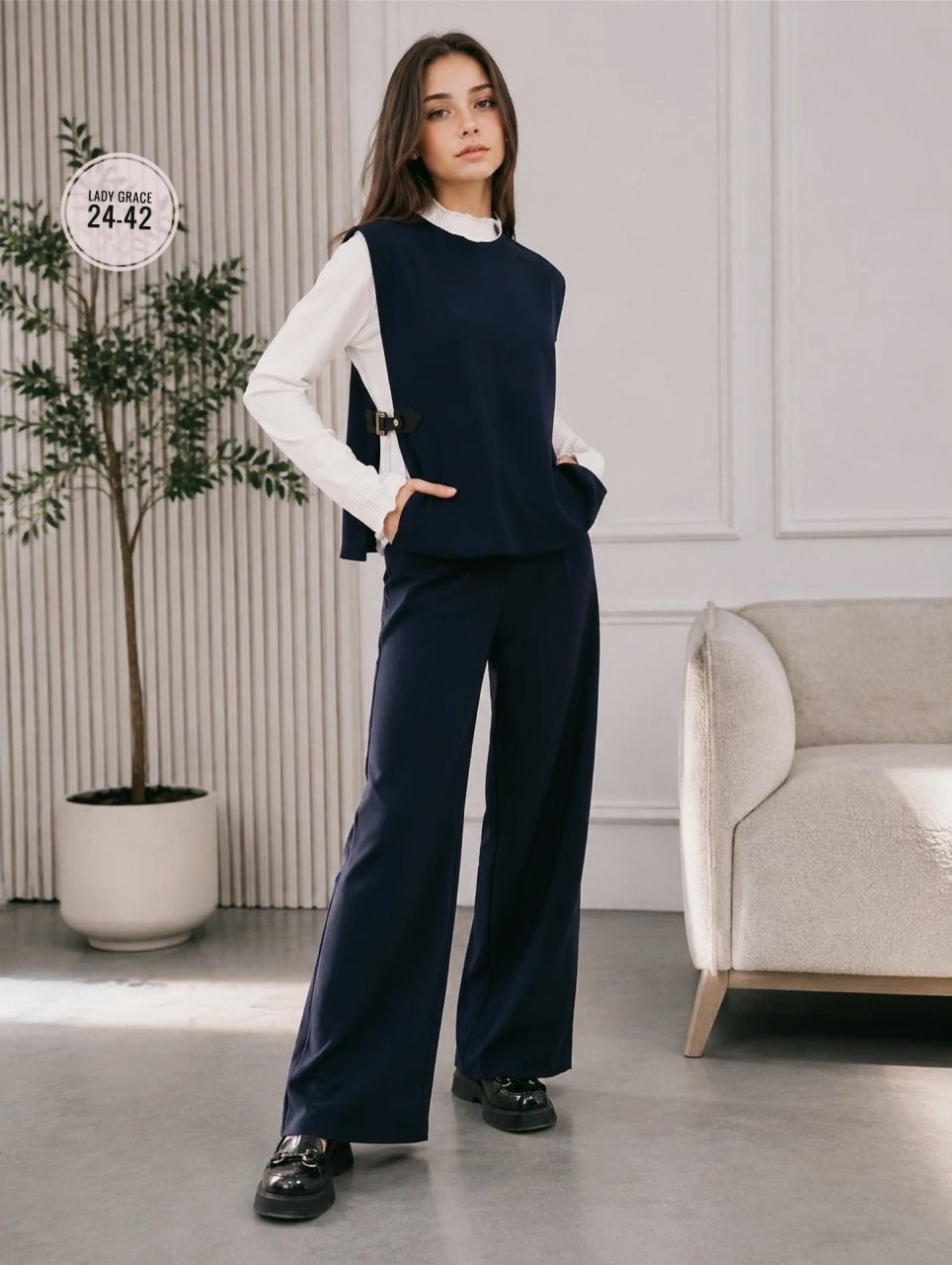 школьный костюм двойка с брюками палаццо и жилетом sheng yuan fashion,костюм брючный школьный,костюм школьный жилет и брюки палаццо one_team,костюм для школы,костюм школьный