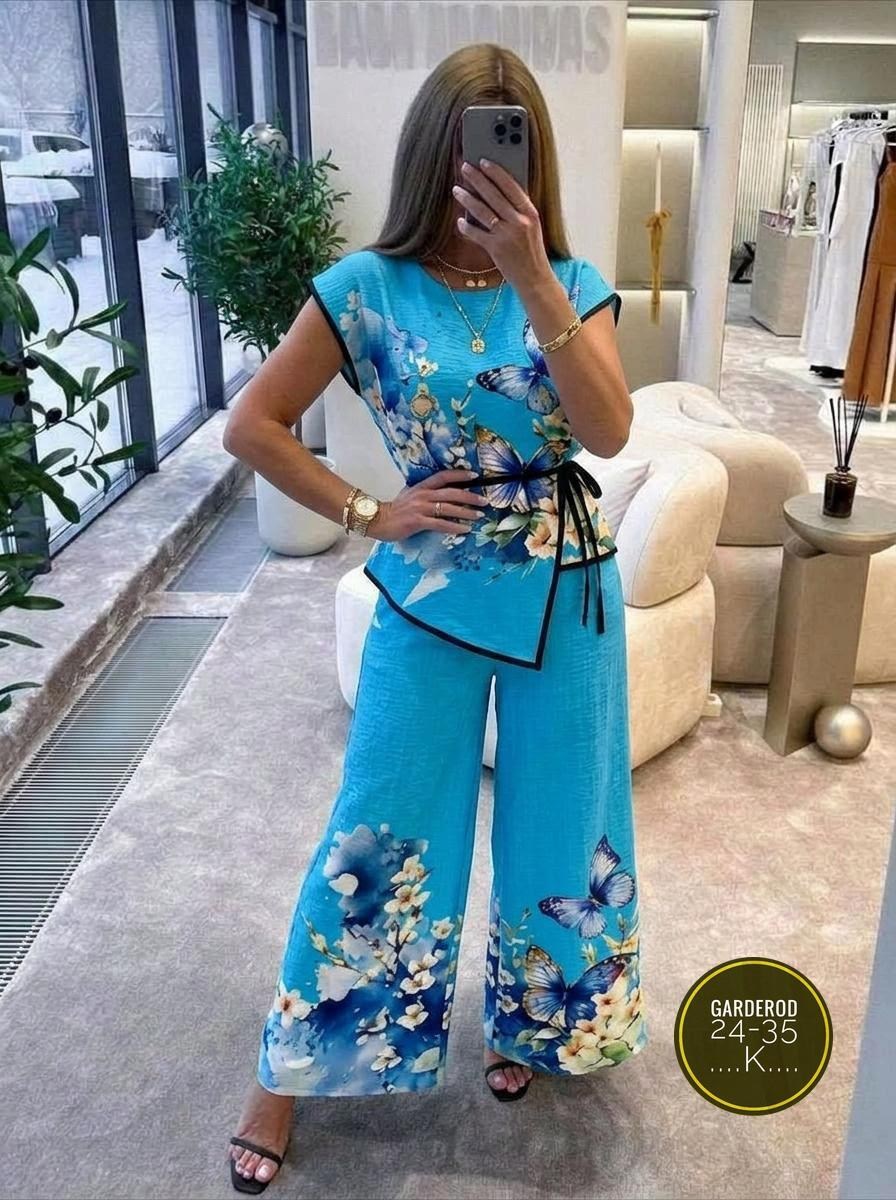 брючный костюм anelli 1536 небо,брючный костюм,модные костюмы,костюм с брюками,летний костюм