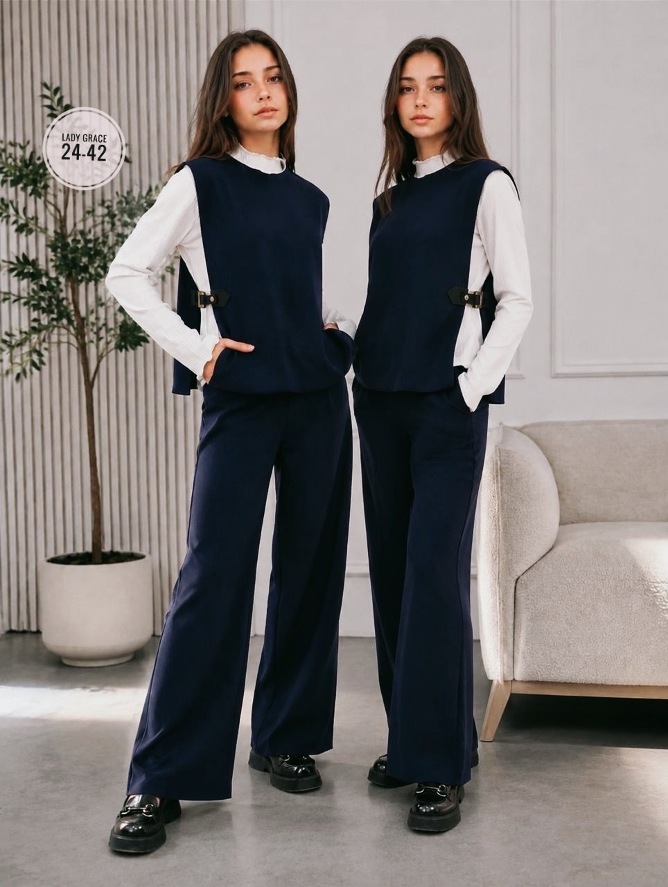 школьный костюм двойка с брюками палаццо и жилетом sheng yuan fashion,костюм брючный школьный,костюм школьный жилет и брюки палаццо one_team,костюм для школы,костюм школьный
