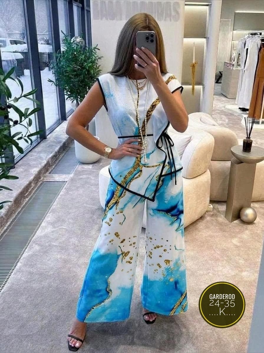 брючный костюм anelli 1536 небо,брючный костюм,модные костюмы,костюм с брюками,летний костюм