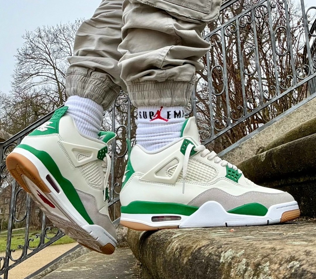nike sb x air jordan 4 pine green,air jordan 4 retro sb pine green,кроссовки кожа,мужская ,кроссовки