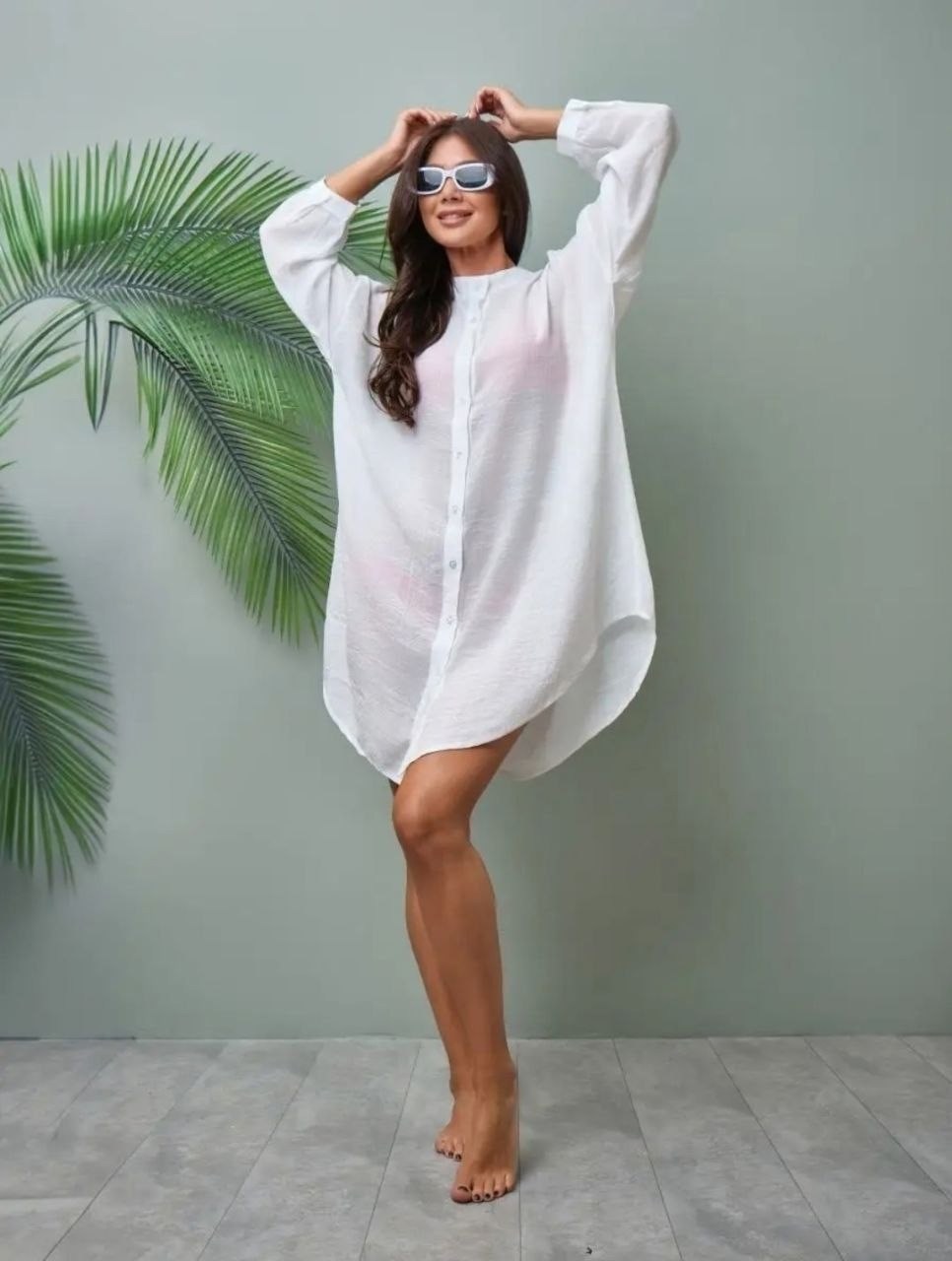 туника пляжная летняя накидка на купальник оверсайз рубашка sundresslove 215529337,модное платье,платья,туника пляжная,шифоновое платье