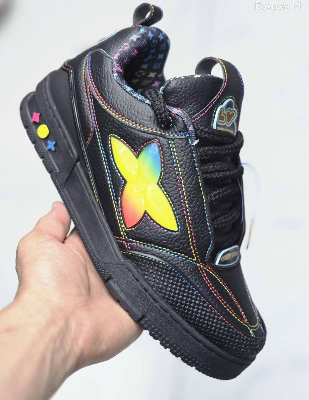 кроссовки louis vuitton skate sneaker oversized flower-black черный,кроссовки louis vuitton skate sneaker overразмерd flower-black,кроссовки louis vuitton skate sneaker 'oversized flower - black',крос